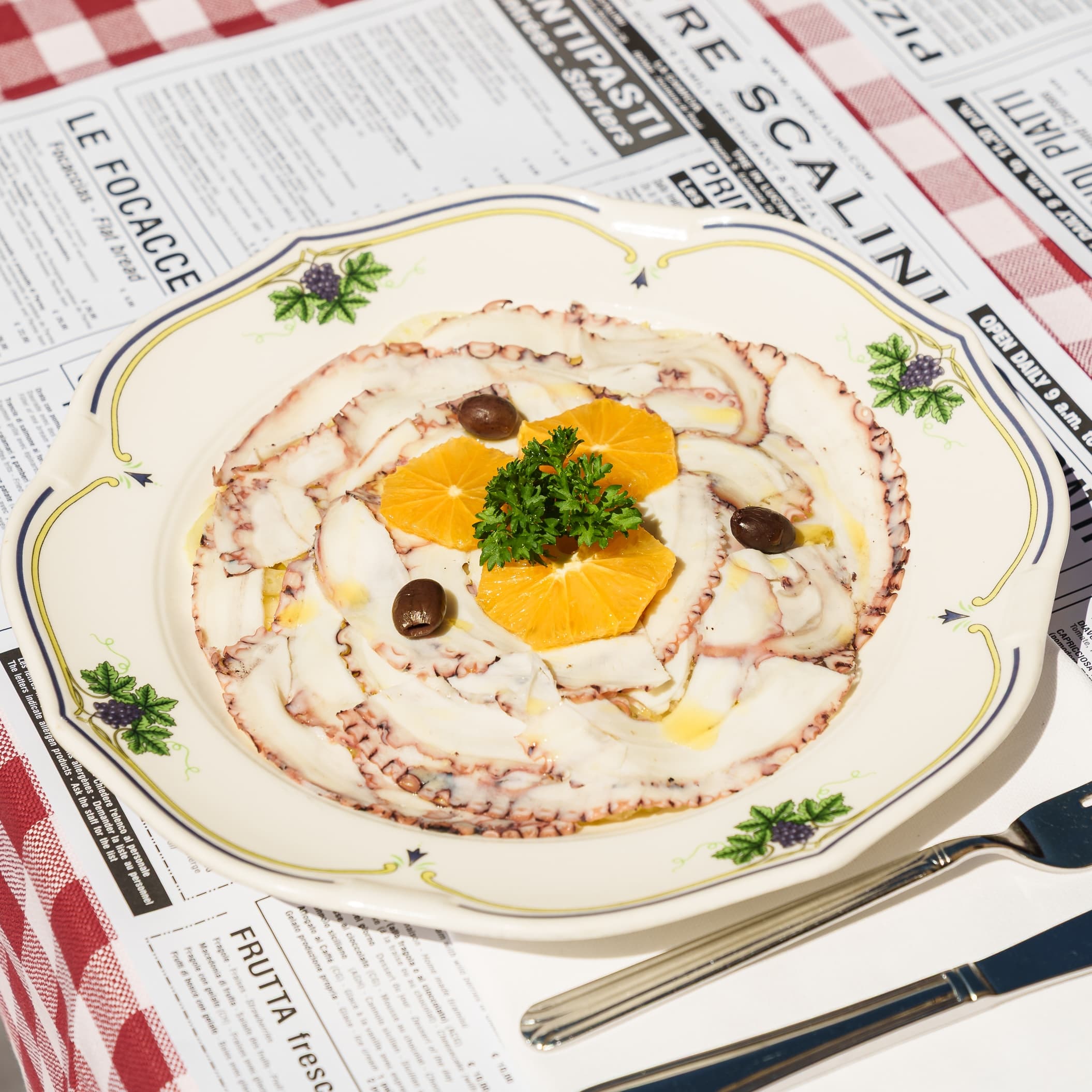 Carpaccio di polpo con insalatina di finocchi - Menu item
