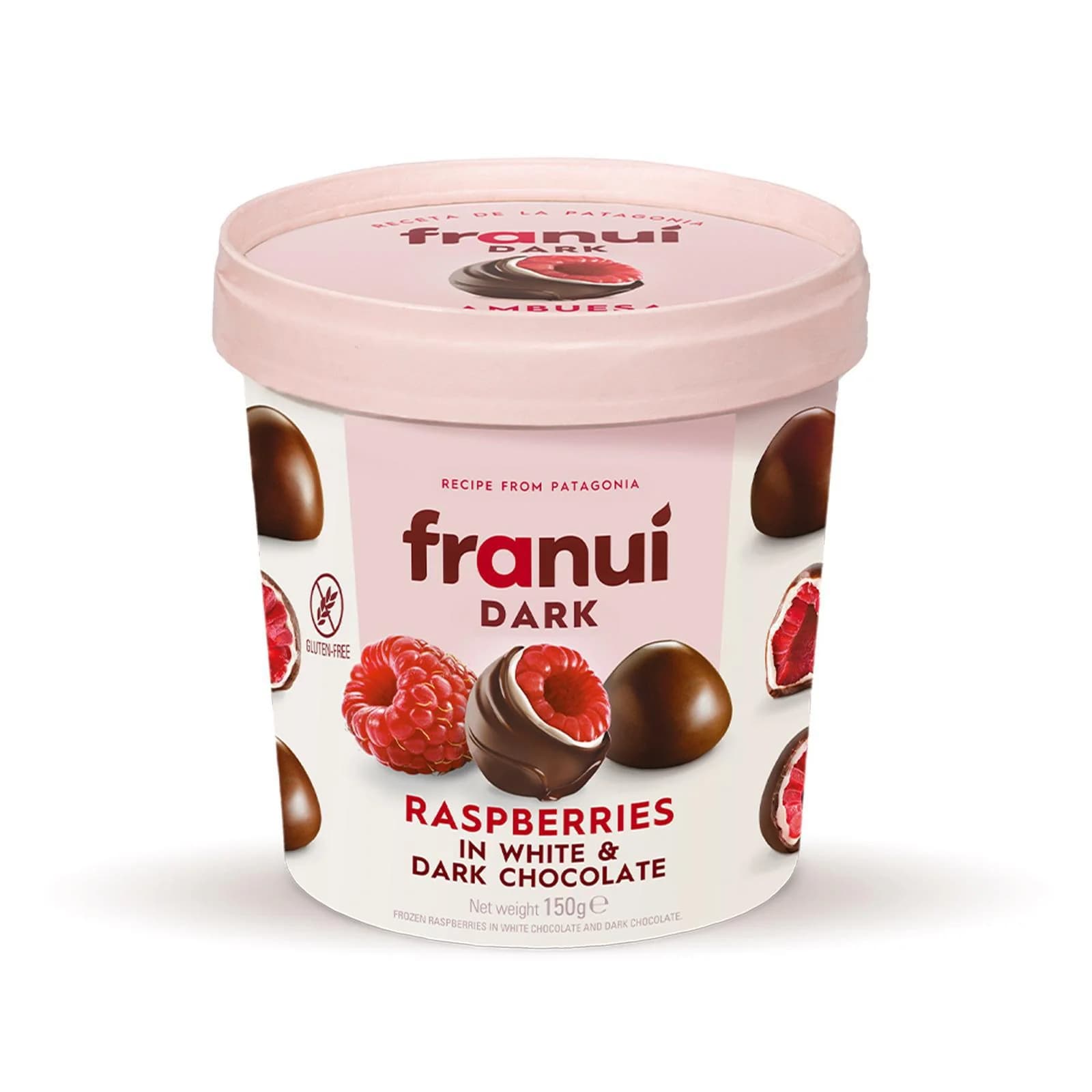 Franui Dark - Raspberries in white & dark chocolate 150g - Menu item