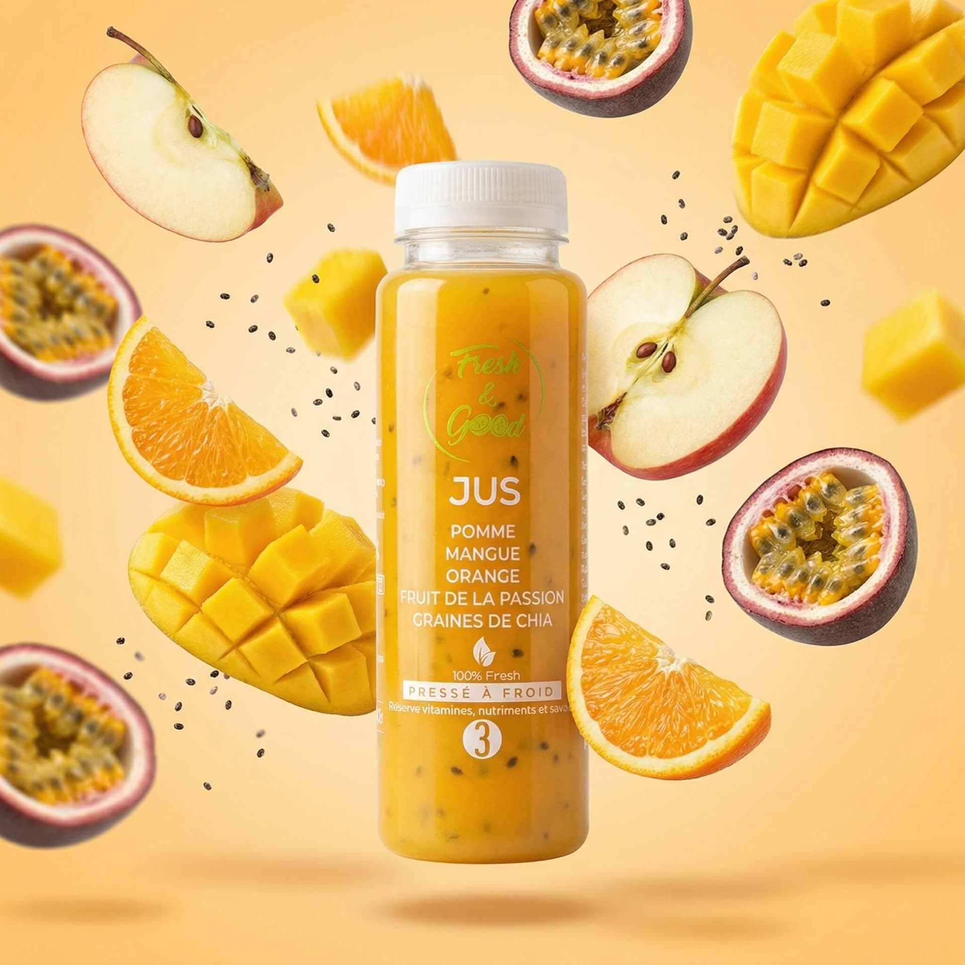 J3 Chia Mangue 250ml - Menu item