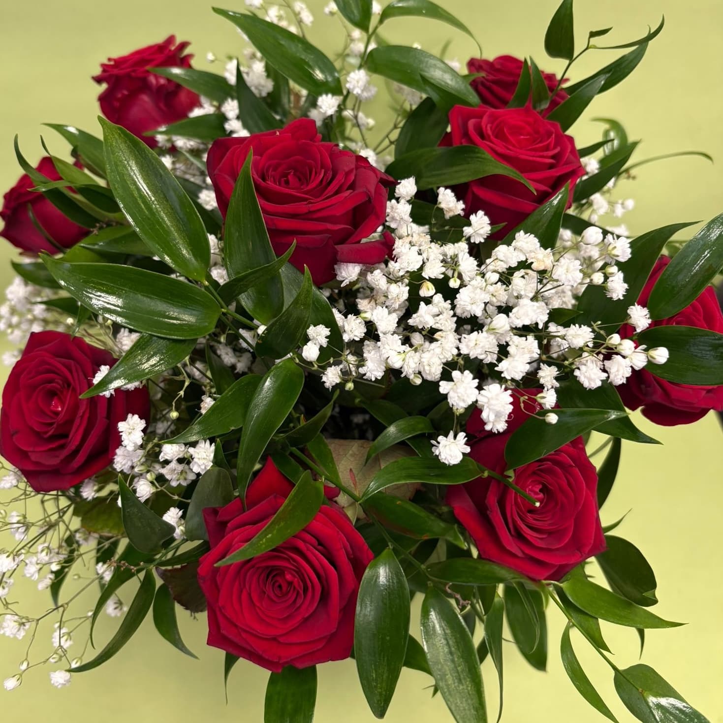 Bouquet 9 Roses Rouges (50cm) avec Gypsophyle - Menu item