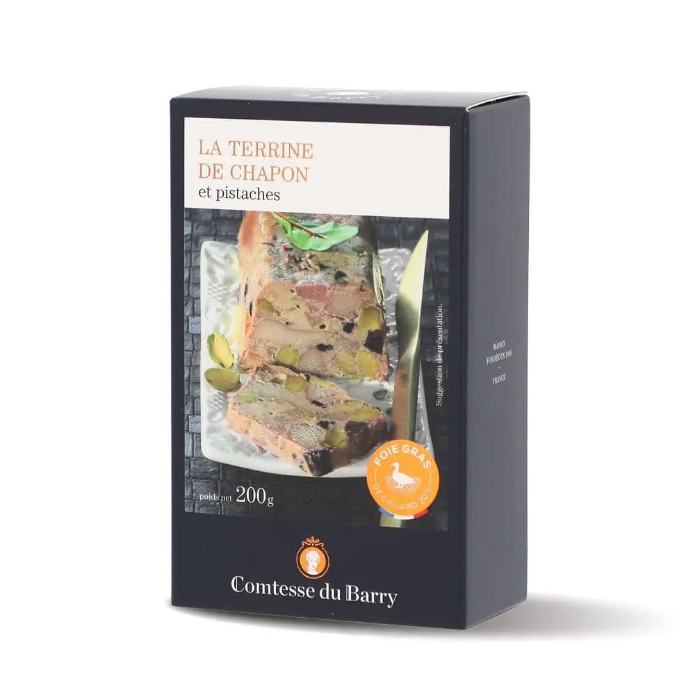 Terrine de chapon et pistaches (20% de foie gras) 200g - Menu item