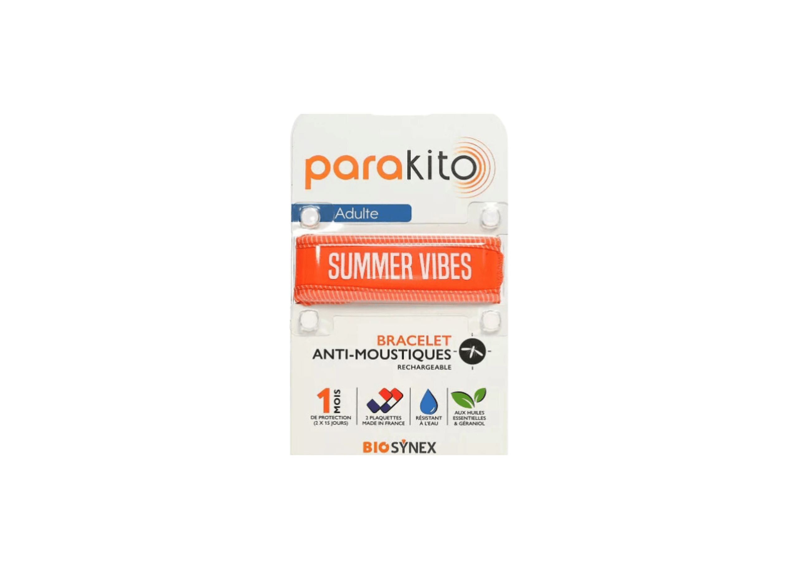 Parakito Good Vibes Bracelet Rechargeable Anti-moustique Adulte Orange - Menu item