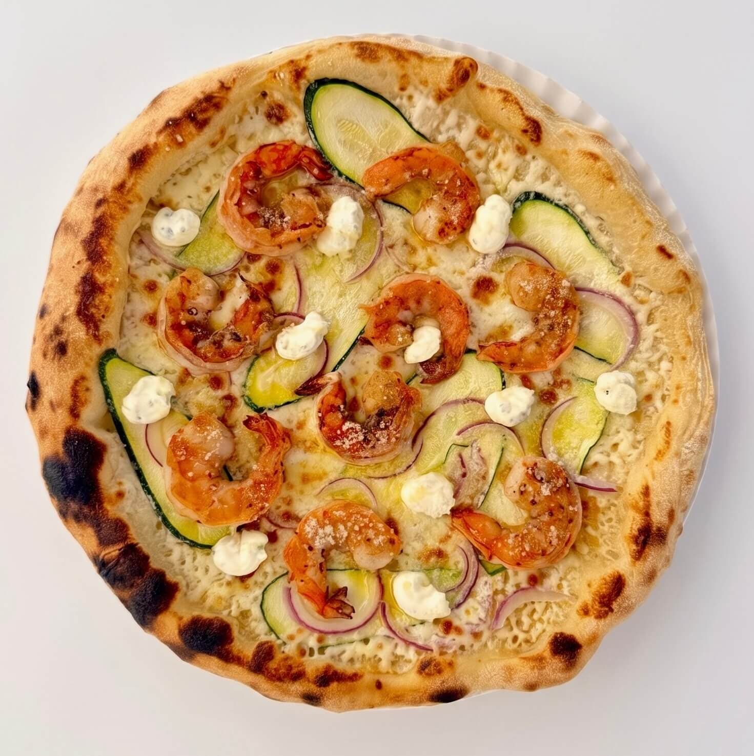 Pizza aux Crevettes, Courgettes et Fromage Frais Philadelphia - Menu item