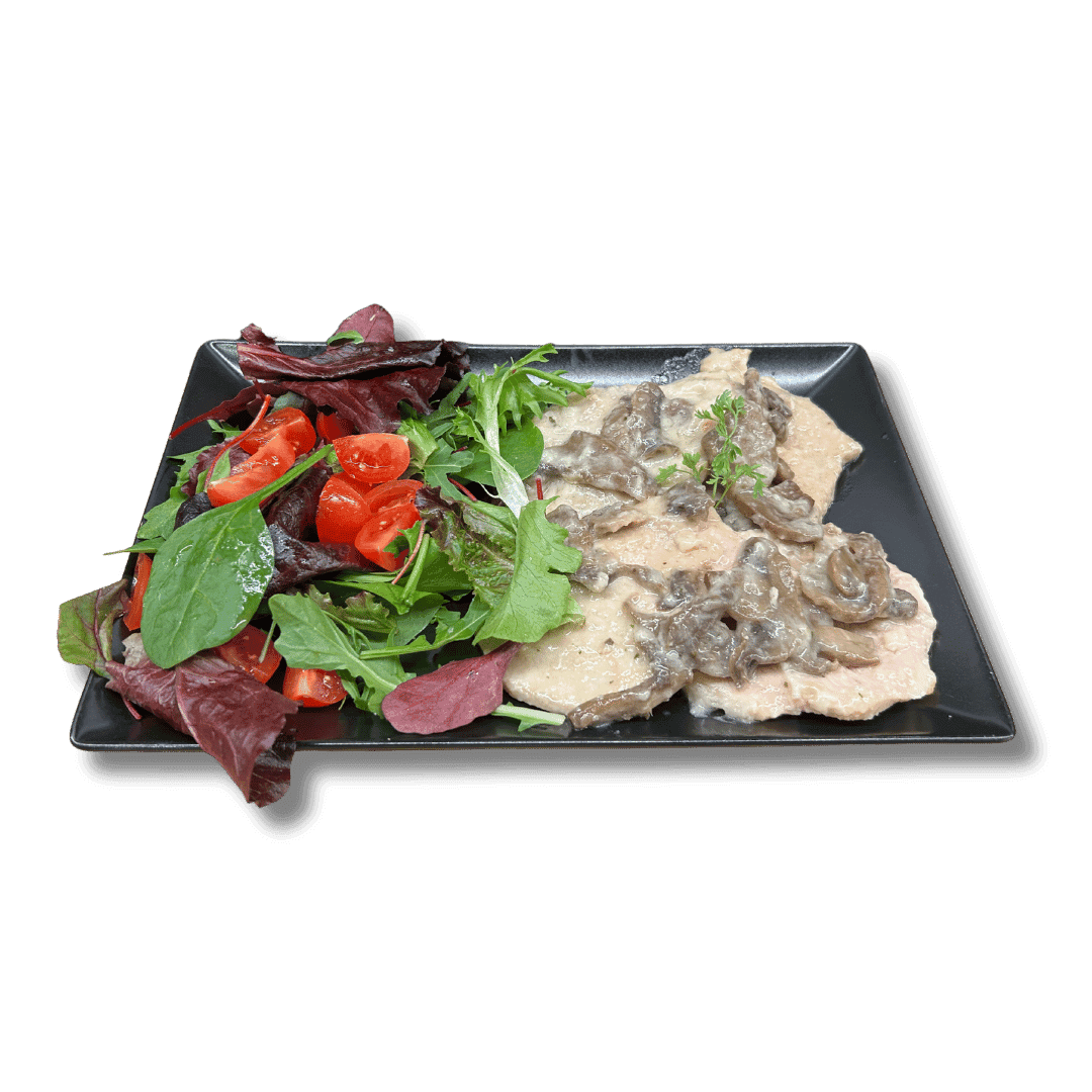 Scalopine, crème fraîche et champignons - Menu item