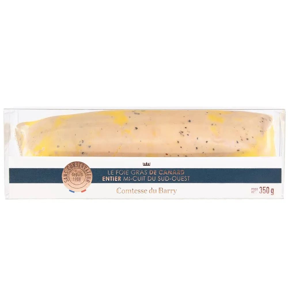 A whole semi-cooked duck foie gras from the South-West, highly appreciated by gourmets, as its low-temperature cooking perfectly preserves the fresh, - Menu item
